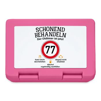 77. Geburtstag Schonend Behandeln Oldtimer Ist 77 - Brotdose - Pink - Vorne
