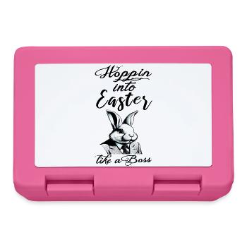 stilvoller Osterhase mit Anzug und Krawatte - Brotdose - Pink - Vorne