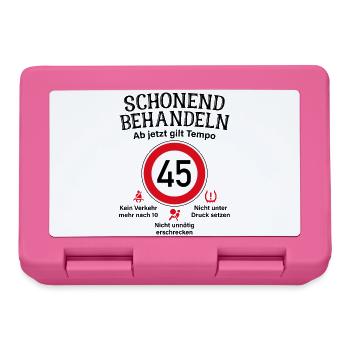 45. Geburtstag Schonend Behandeln 45 Tempolimit 45 - Brotdose - Pink - Vorne