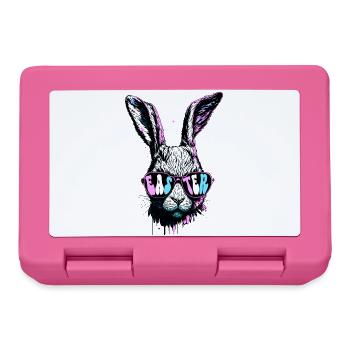 Groovy Rabbit avec lunettes de soleil cadeau de Pâques - Boîte à goûter - rose - Devant