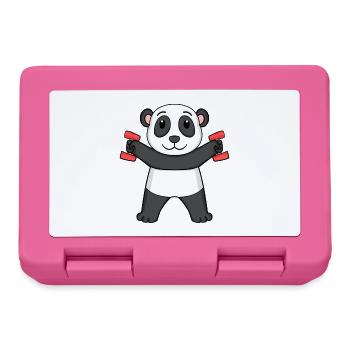 Fitness Motiv Gym Hanteln Motivierend Panda - Brotdose - Pink - Vorne