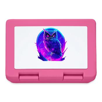 Owl Vaporwave Owls Bird Neon Artwork - Lunchbox - pink - Front