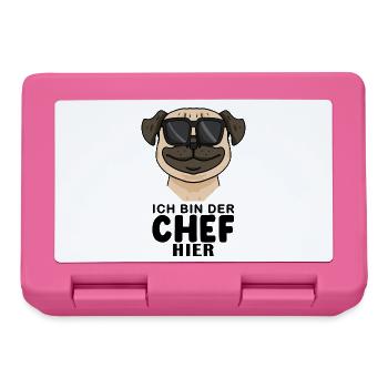 Cooler Hund Mops Chef Spruch - Brotdose - Pink - Vorne