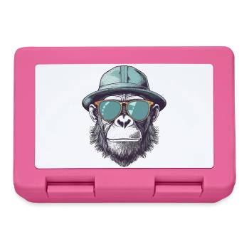 Cooler Affe mit Sonnenbrille und Hut - Brotdose - Pink - Vorne