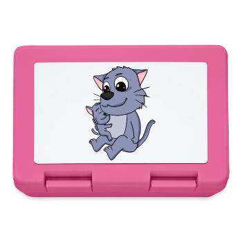 Katze Familie - Katze mit Baby - Brotdose - Pink - Vorne