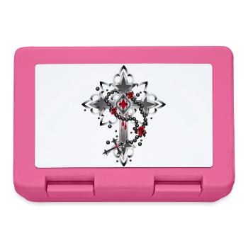 Kreuz aus gotischen Elementen und Rosenkranz - Brotdose - Pink - Vorne