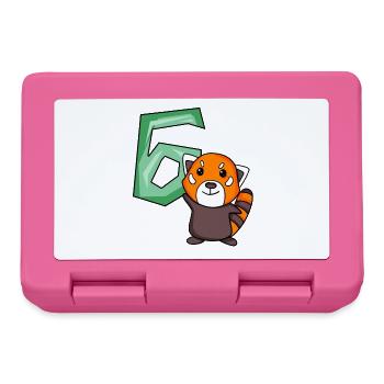 6. Geburtstag Motiv Roter Panda - sechs Jahre alt - Brotdose - Pink - Vorne