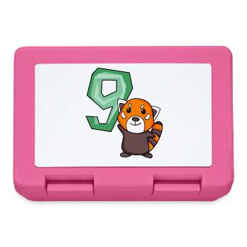 9. Geburtstag Motiv Roter Panda - neun Jahre alt - Brotdose - Pink - Vorne