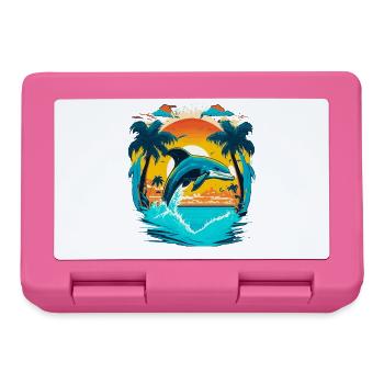 Springender Delphin im Sonnenuntergang - Brotdose - Pink - Vorne