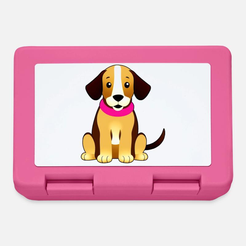 Brauner süßer Hund, sitzend - Brotdose - Pink