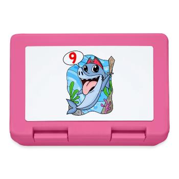 9th Birthday Motif Shark Pirate - Nine Years - Lunchbox - pink - Front