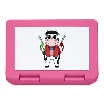 Gas station attendant cow gas station - Lunchbox - pink - Front