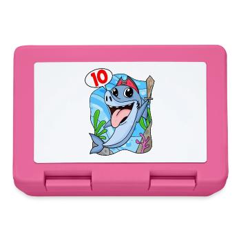 10th Birthday Motif Shark Pirate - Ten Years - Lunchbox - pink - Front