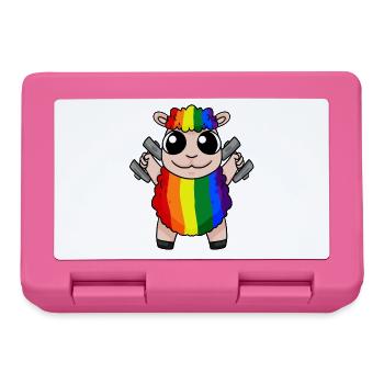 Rainbow Sheep with Dumbbells - LGBT Sheep Cute - Boîte à goûter - rose - Devant