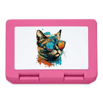 Katze mit Sonnenbrille - Brotdose - Pink - Vorne