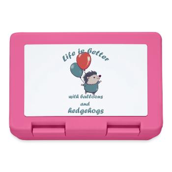 Kleiner Igel mit Luftballons und Schriftzug - Brotdose - Pink - Vorne