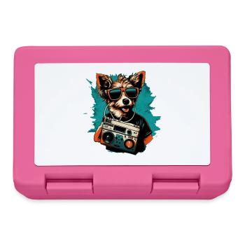 Dog with boombox and sunglasses - Lunchbox - pink - Front