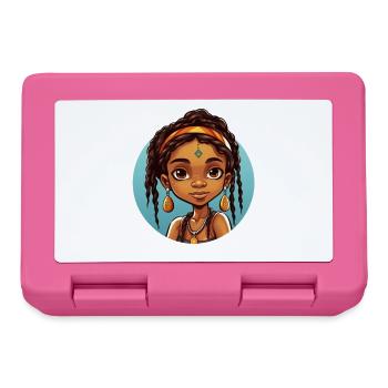 Afro Schwarz Kind Junge Mädchen Ethno Geschenkidee - Brotdose - Pink - Vorne