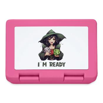 I Am Ready – Héroïne RPG féminine avec des dés - Boîte à goûter - rose - Devant