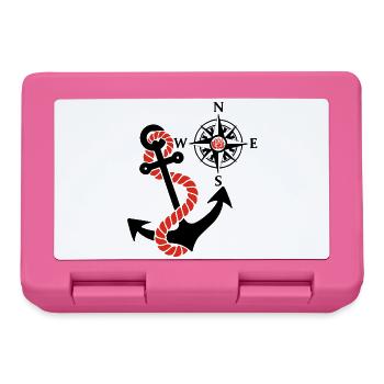 Compass rose and sea anchor (black) - Lunchbox - pink - Front