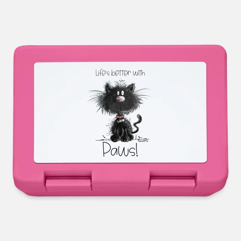 Droll black cat with cats saying - Lunchbox - pink