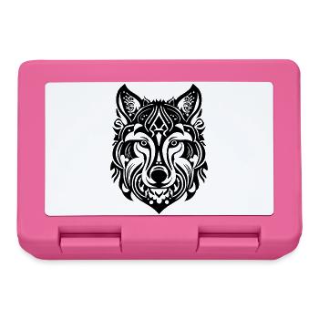 Tête de loup noir - Boîte à goûter - rose - Devant