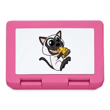 Siamkatze Katze Pizza - Brotdose - Pink - Vorne