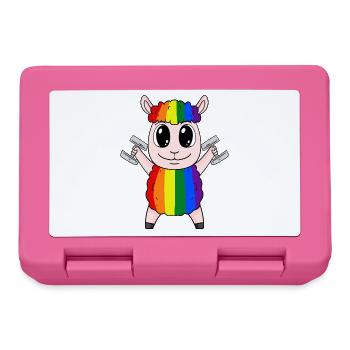 Rainbow sheep with dumbbells - Lunchbox - pink - Front