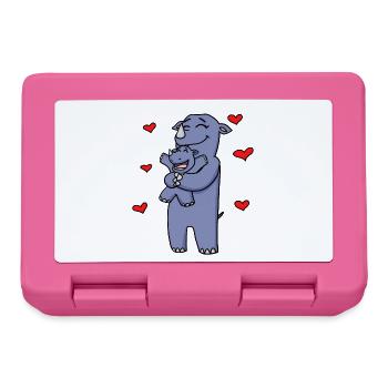 Nashorn Familie - Nashorn mit Baby - Nashörner - Brotdose - Pink - Vorne
