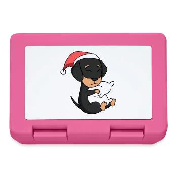 Dackel Hund Tier Weihnachten - Brotdose - Pink - Vorne