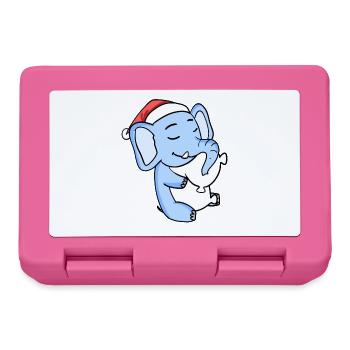 Elephant Cute Tired Sleeping In Christmas - Lunchbox - pink - Front