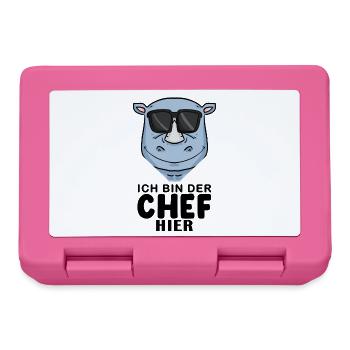 Chef Spruch mit Nashorn Motiv - Brotdose - Pink - Vorne
