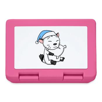 Schlafen Müde - Katze mit Kissen und Schlafmütze - Brotdose - Pink - Vorne