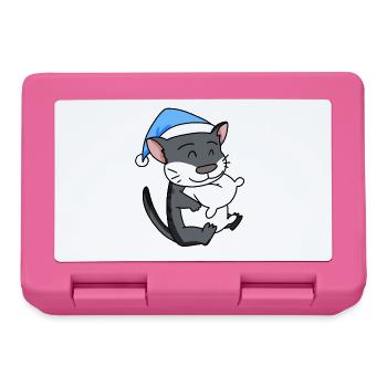 Schlafen Müde - Katze mit Kissen und Schlafmütze - Brotdose - Pink - Vorne
