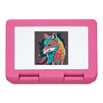 Geometrischer Wolf Farbexplosion - Brotdose - Pink - Vorne