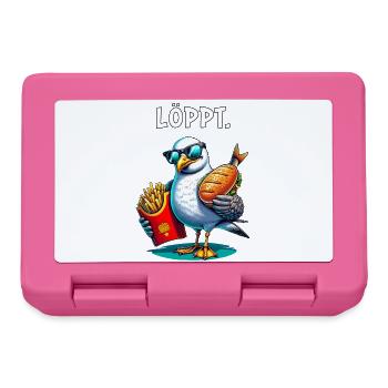 LÖPPT Möwe – Pommes & Fischbrötchen Cartoon - Brotdose - Pink - Vorne