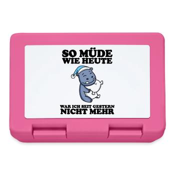 Ausschlafen Müde Spruch lustig Schlafen - Nilpferd - Brotdose - Pink - Vorne