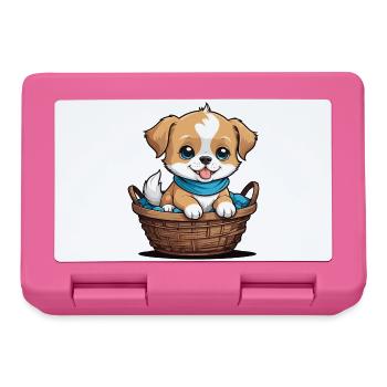 Cute dog in dog basket - Lunchbox - pink - Front