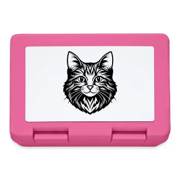 Intricate Cat Face Illustration - Lunchbox - pink - Front