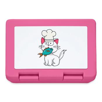 Chat, Poisson, Chef, Cuisine, Cuisinier À La Maison, Chats, Poisson - Boîte à goûter - rose - Devant