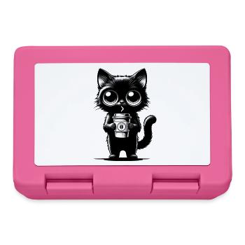 Jolie tasse à café chat noir – Chibi Kawaii - Boîte à goûter - rose - Devant