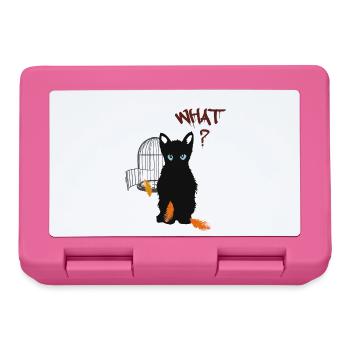 Little black cute kitten and bird - Lunchbox - pink - Front