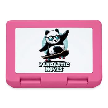 Panda cool avec des lunettes de soleil sur skateboard - Boîte à goûter - rose - Devant