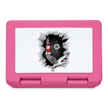 Möwe Leuchtturm Kompass maritim Ahoi - Brotdose - Pink - Vorne