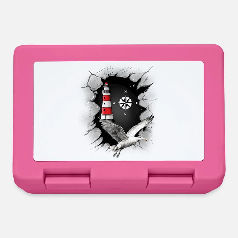 Möwe Leuchtturm Kompass maritim Ahoi - Brotdose - Pink
