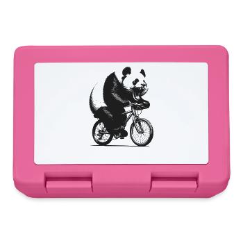 Radfahrender Panda - Brotdose - Pink - Vorne