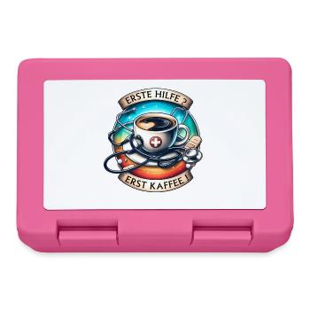 Humorvolles Kaffeekunst mit Erste-Hilfe-Motiv - Brotdose - Pink - Vorne
