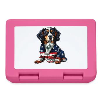 Bernese Mountain Dog 4th of July American Flag - Brotdose - Pink - Vorne