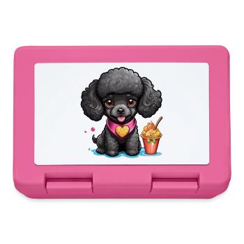 Caniche noir avec cœur à l’abreuvoir - Boîte à goûter - rose - Devant