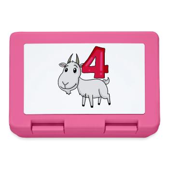 4. Geburtstag Motiv Ziege - vier Jahre alt - Brotdose - Pink - Vorne